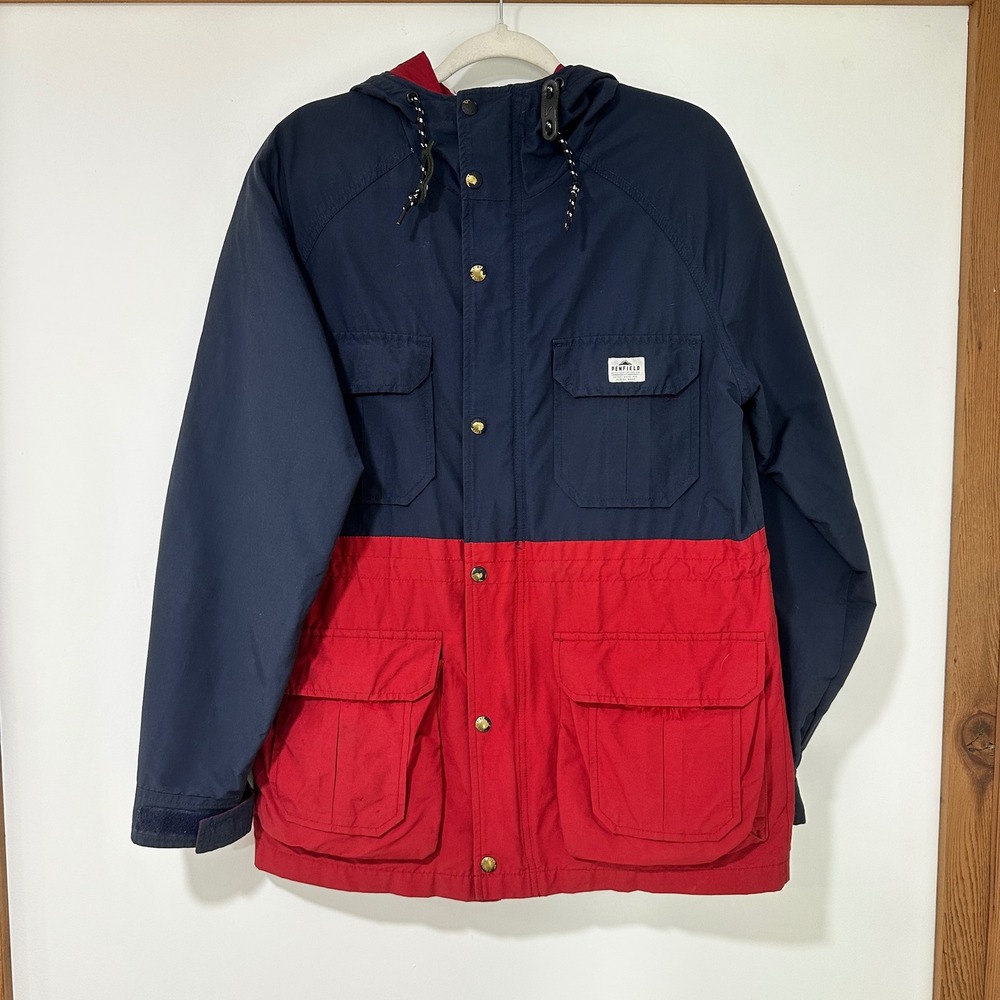 Penfield Kasson Mens M 60/40 Mountain Parka Blue Red Colorblock Hooded Jacket
